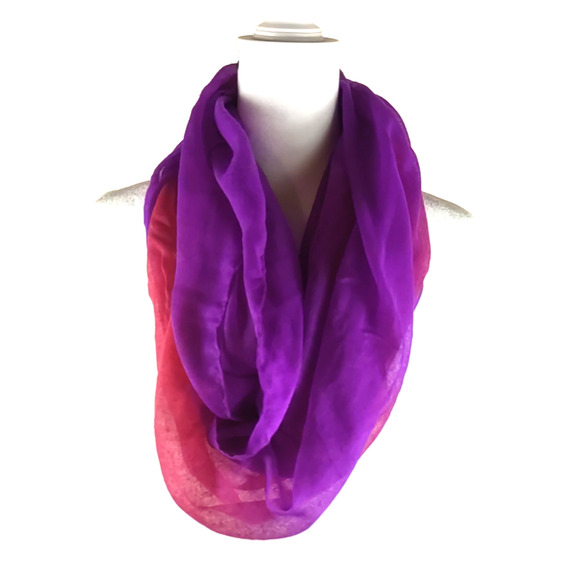 Mixit Infinity Scarf Pink Purple Sheer Polyester 68 X 23 Spring - Picture 8 of 8